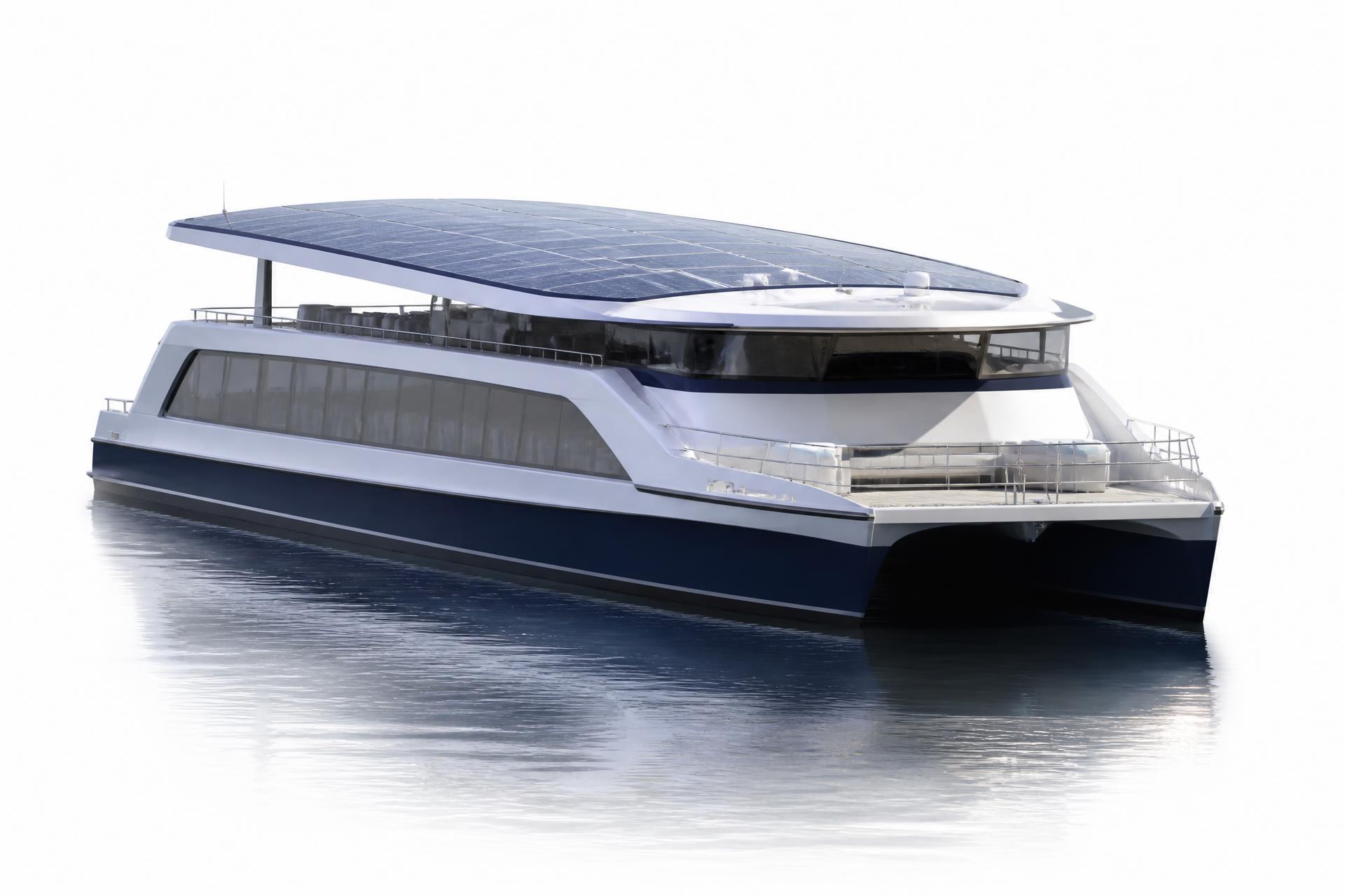 100% electric Yesen solar ferry on open water
