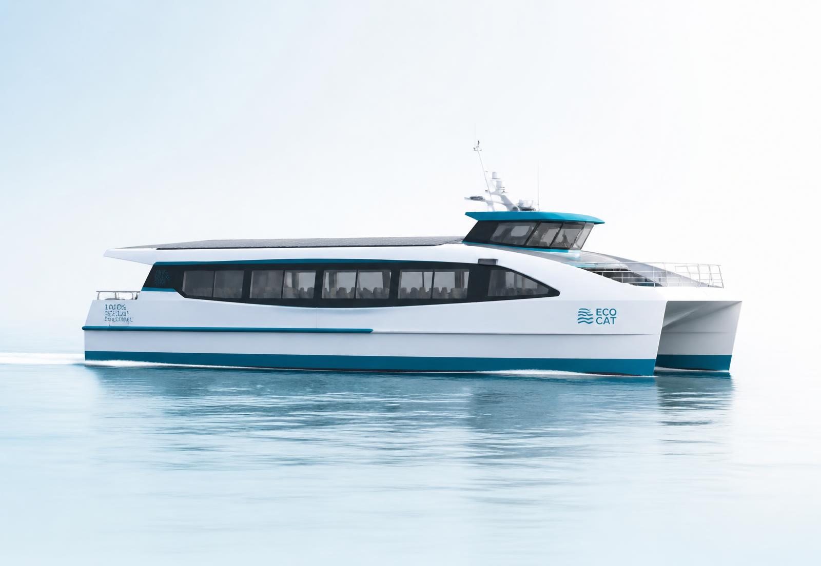 E-MARINE solar electric ferry cruising calm water